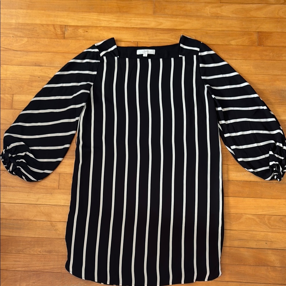 LOFT Black and White Boxy Blouse